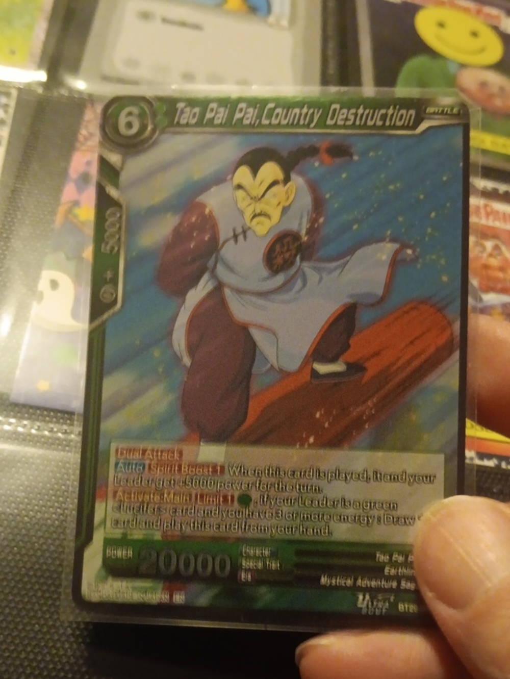 Pokemon Card with Green Border and Blue Background Foil